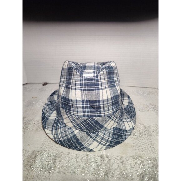 Levi’s Fedora Hat Cotton blend Blue white plaid mens Large/XLarge - Picture 10 of 10
